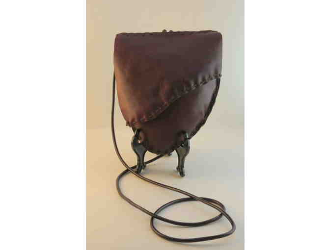 Hand crafted leather mini-purse, burgundy