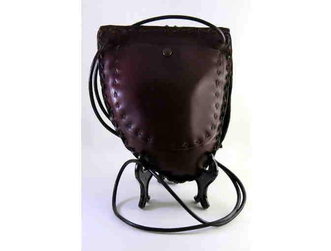 Hand crafted leather mini-purse, burgundy