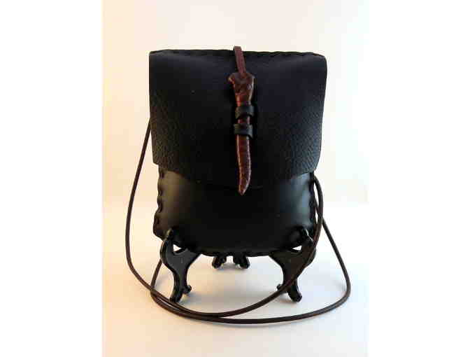 Hand crafted leather mini-purse, black