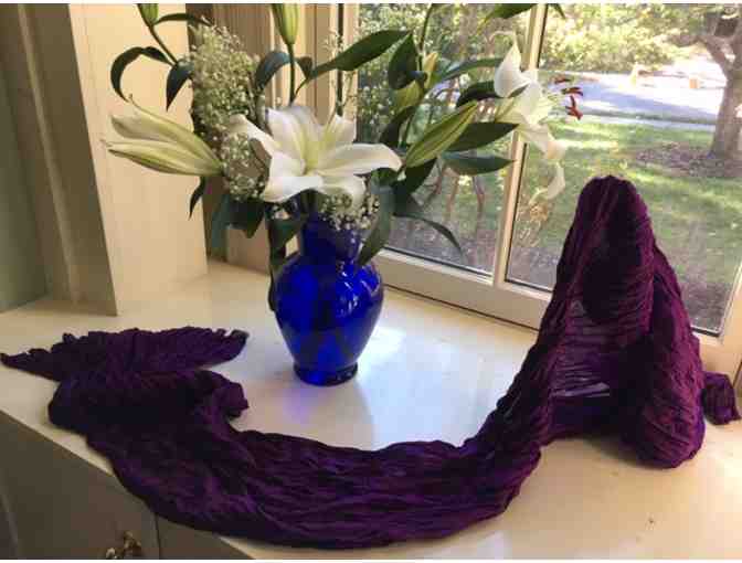 Cambodian Buddha + Purple Silk Scarf from Tamaryn Design