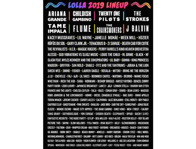 (4) 4-Day VIP Passes to Lollapalooza August 1-4, 2019