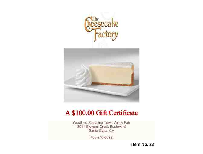 Cheese Cake Factory $100 Gift Certificate