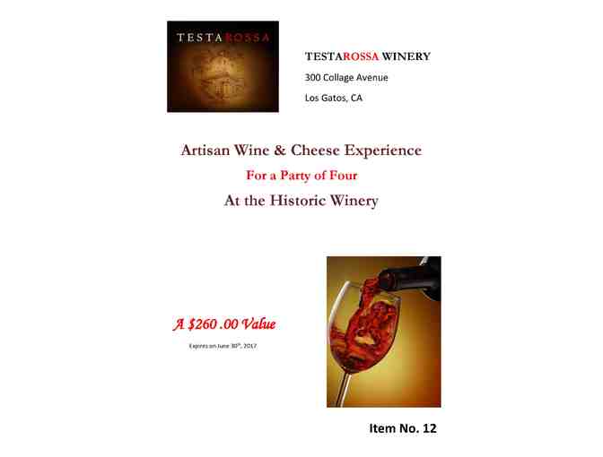 TESTAROSSA WINERY - Wine and Cheese Experience