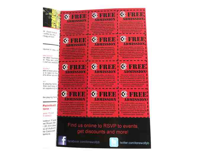 Lone Wolf Paintball, Free Admission