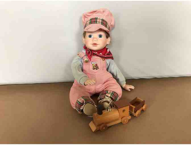 Porcelain Collector Doll with Train