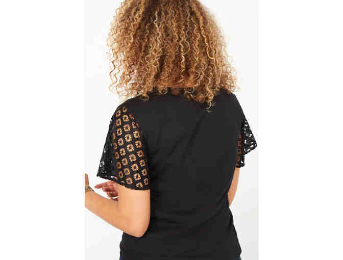 Stella & Dot Black Medium Olive Eyelet Knit Tee