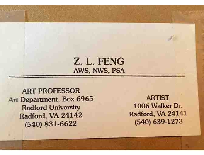 Painting of waterfall + creek by Artist Z. L. Feng