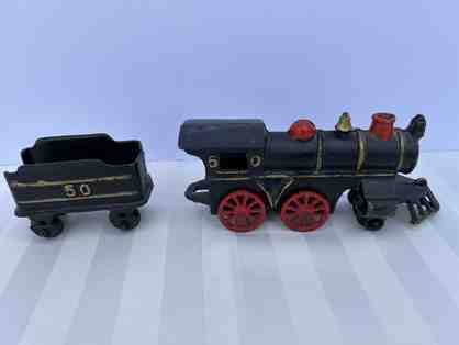 Vintage Cast Iron Train Engine and Coal Car