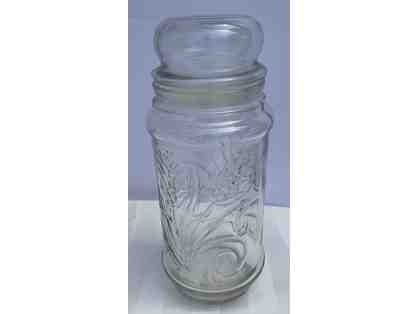 Vintage 1982 Planters Peanut Glass Jar- Wheat Pattern- Anchor Hocking