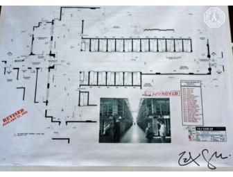 Autographed ALCATRAZ Cell Block/Ops Room Set Construction Boards (signed by Zack Grobler)
