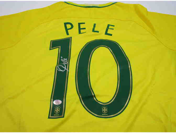 Pele Autographed Brazil Soccer Jersey