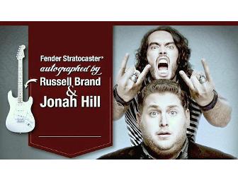 Russell Brand and Jonah HIll Signed Stratocaster