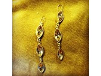 Marquise Cut Champagne Swarovski Crystal Dangle Earrings