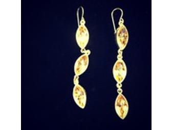 Marquise Cut Champagne Swarovski Crystal Dangle Earrings
