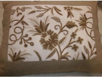 Two Decorative Embroidered Crewel Work Pillow Shams