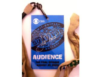 *Rare* Survivor Season 1 Finale Audience Badge Hand Signed by Jeff Probst + 8x10 Photos