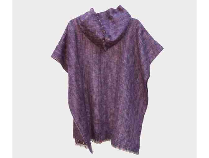 CABIN MEASURES 100% HAND-WOVEN ALPACA KIDS PONCHO IN HEATHER PURPLE!