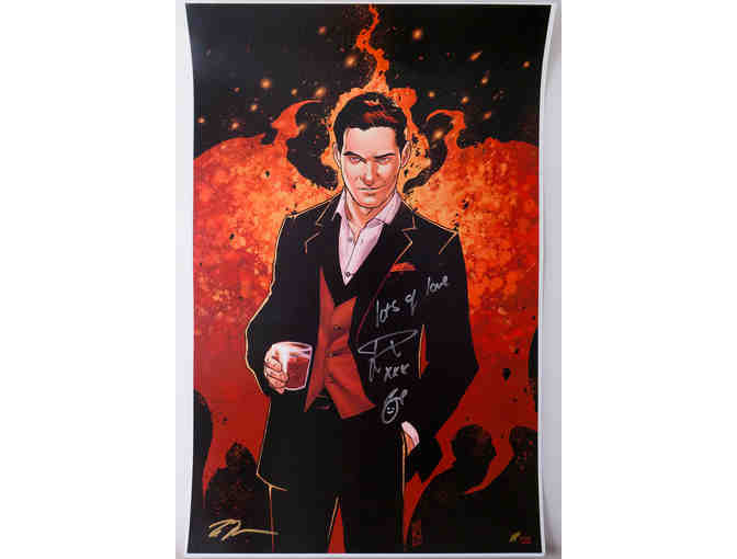 Lucifer 8x10 Headshot & Commissioned 11x17 Fan Art Print Autographed by Tom Ellis