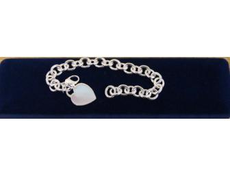 Sterling Silver Heart Tag Bracelet