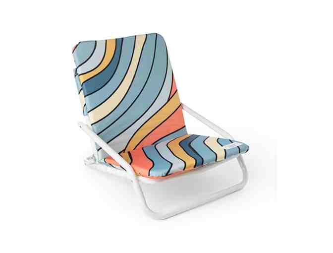 LOCAL BEACH BLUE WAVY UMBRELLA and SET OF 2 BLUE WAVY BEACH CHAIRS VALUE