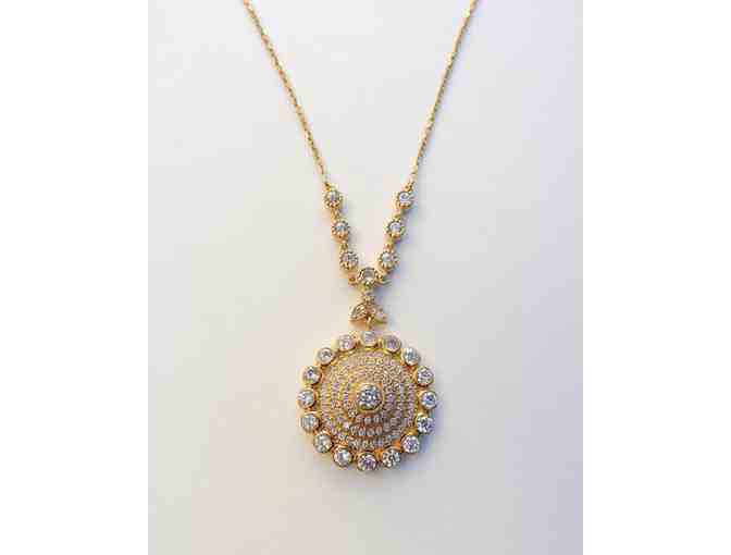 Swarovsky Crystal and Silver with Yellow Gold Plate Earrings and Necklace Set.