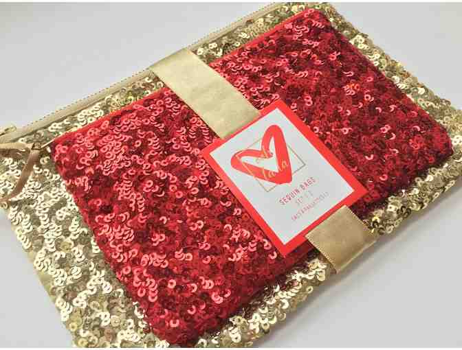 Political Scarf, Red/Elephant & Sequined bags