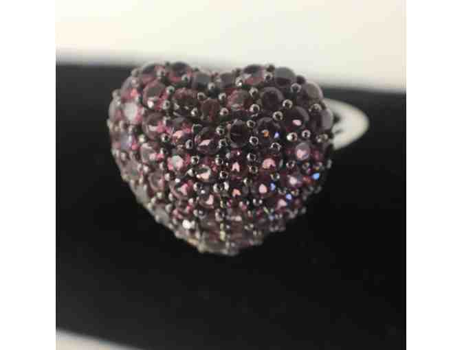 Rhodolite Heart Ring, Size 10