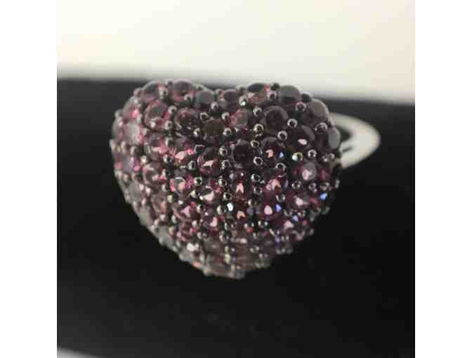 Rhodolite Heart Ring, Size 10