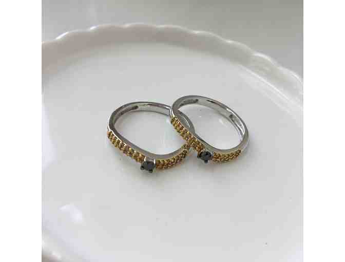 Yellow Diamond Stacking Rings, Size 10