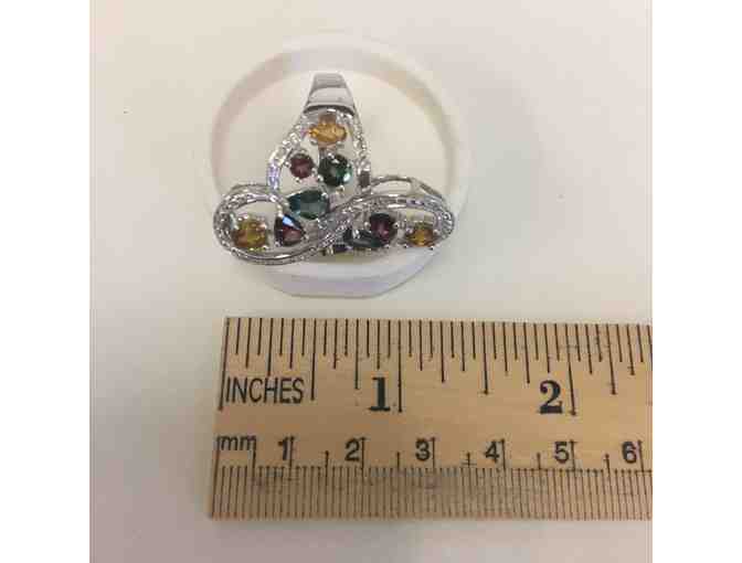 Intricate Multicolor Tourmaline Ring, Size 10