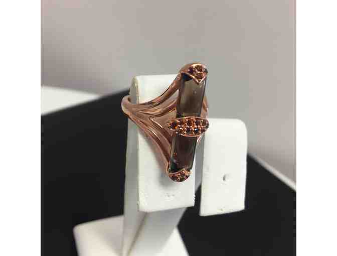 Smoky Quartz and Rose Gold Ring, Size 10