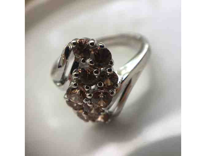 Champagne Zircon Cascade Ring, Size 10