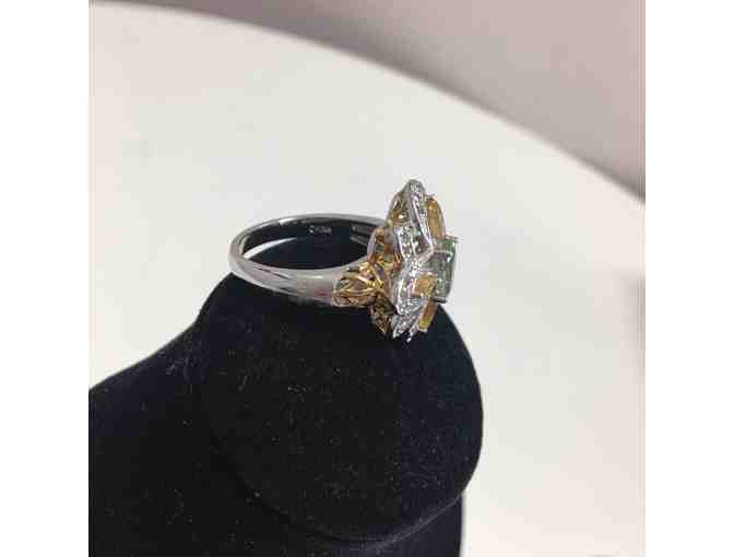 Citrine & White Topaz Ring, Size 10