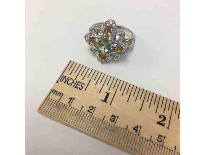 Citrine & White Topaz Ring, Size 10