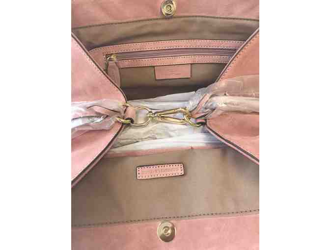 G.I.L.I. Suede Soft Clip Tote in light pink