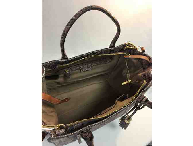 G.I.L.I. Snake Printed Leather Shopper with tan panels