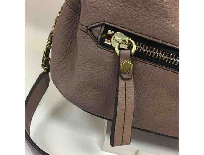 YANY Italian Leather Satchel with Chain Strap in Gray