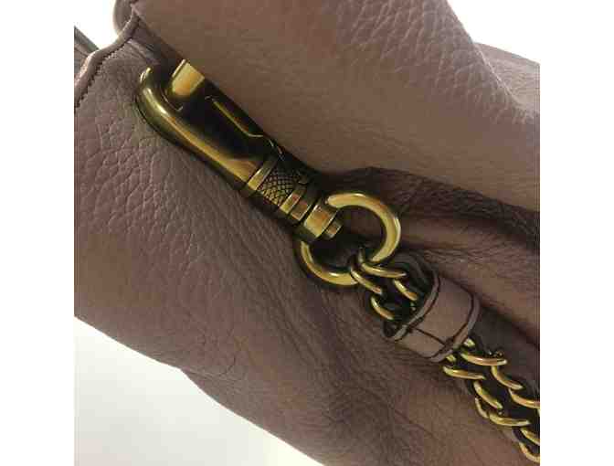 YANY Italian Leather Satchel with Chain Strap in Gray