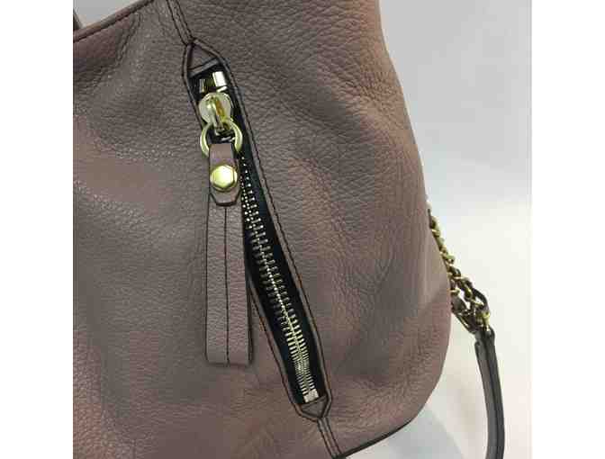 YANY Italian Leather Satchel with Chain Strap in Gray