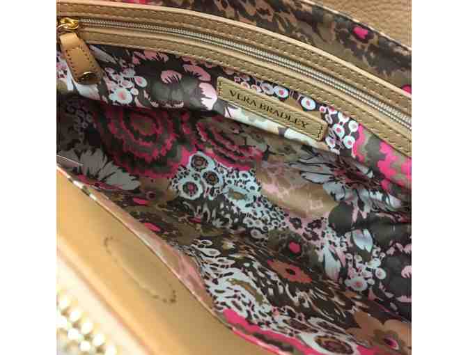 Vera Bradley Quilted Leather Satchel in Camel