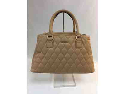 Vera Bradley Quilted Leather Satchel in Camel