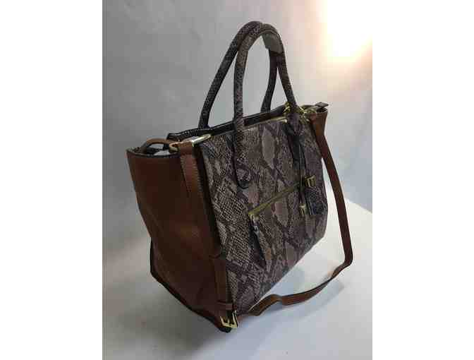 G.I.L.I. Snake Printed Leather Shopper with tan panels