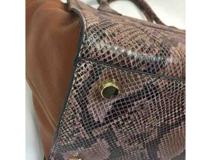 G.I.L.I. Snake Printed Leather Shopper with tan panels