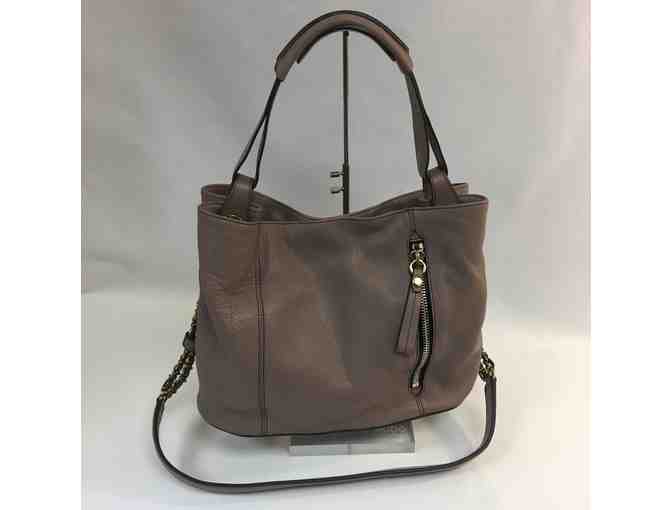 orYANY Italian Leather Satchel with Chain Strap in Mushroom