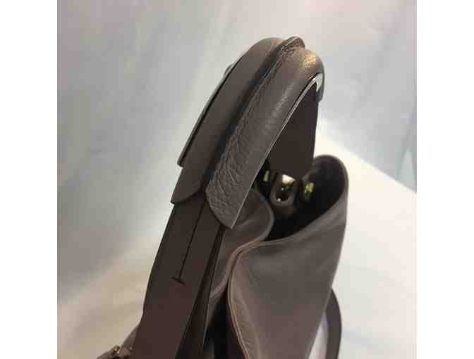 orYANY Italian Leather Satchel with Chain Strap in Mushroom