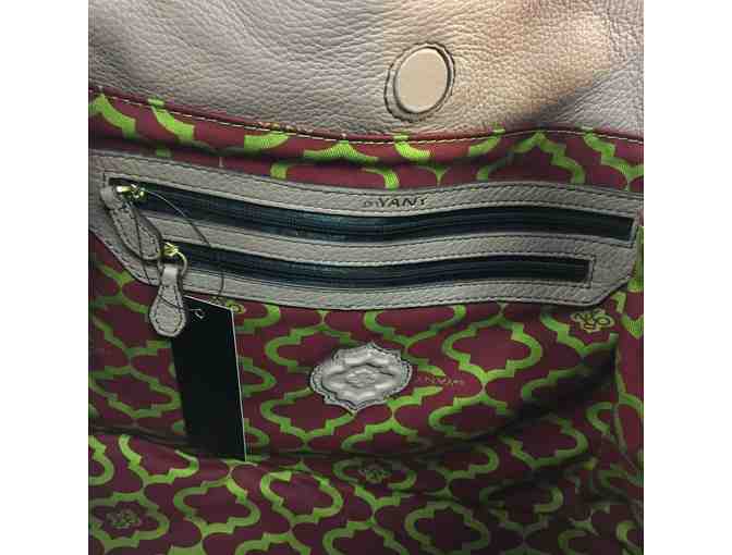 orYANY Italian Leather Satchel with Chain Strap in Mushroom