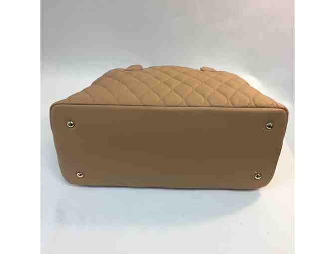 Vera Bradley Quilted Leather Satchel in Camel