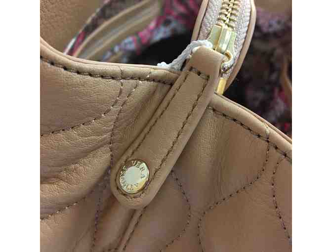 Vera Bradley Quilted Leather Satchel in Camel