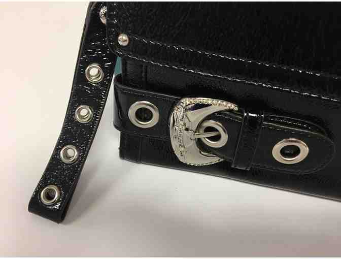 Kathy Van Zeeland Black Patent Clutch