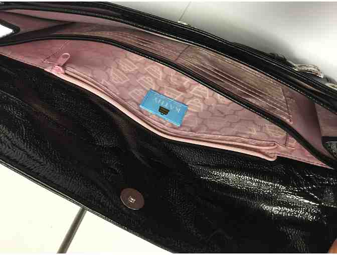 Kathy Van Zeeland Black Patent Clutch